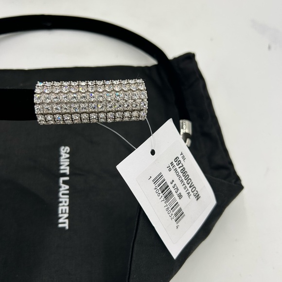 Saint Laurent ysl women\'s Black Velvet Choker necklace with Silver crystals main image 9